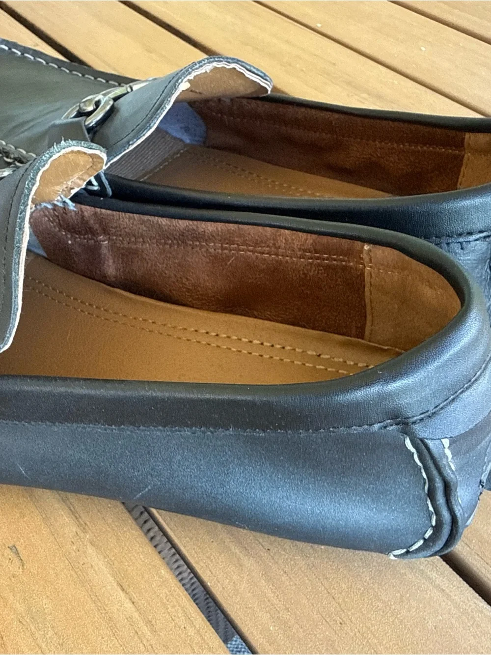 Marc Anthony Black Leather Bit Loafers with Silver Hardware 12